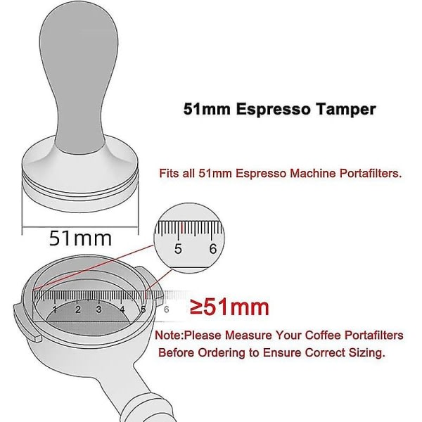 51 mm Espresso Tamper rostfritt stål 304 fjäderkaffepulver