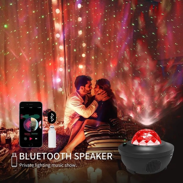 Färgglad Star Light-projektor med Bluetooth musikhögtalare Starry Sky Light