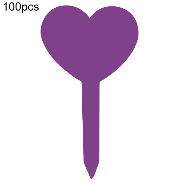 100 st Trädgårdsmarkörer Flerfärgad Lätt att rengöra Hjärtformade barnkammareskyltar för trädgårdsarbete Jikaix Purple