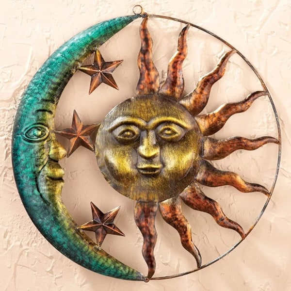 Sol og metall sol og måne veggdekorasjoner, sol og måne