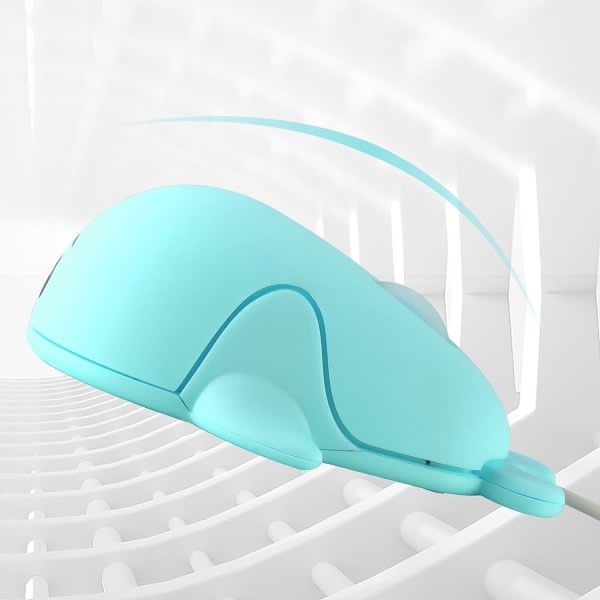 Dolphin Shape USB Wired Mouse Optisk mus for stasjonær datamaskin, 3 knapper, blå