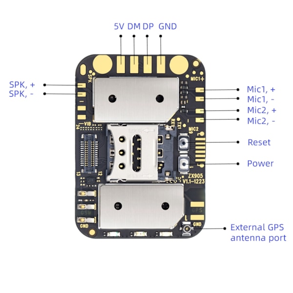 Sporing for kjøretøy, biler, lastebiler, utstyr og eiendeler 2G + 4G GPS Tracker Chip LTE CAT-1 sporings PCBA-modul