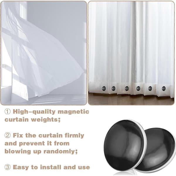 10 st Magnetiska Duschdraperityngder, Förhindrar att Utomhusdraperier Blåser Runt, Perfekt för Draperier-FF-