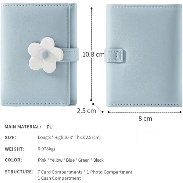Tyttöjen naisten lompakko, kolmipainoinen kukkalompakko (sininen)