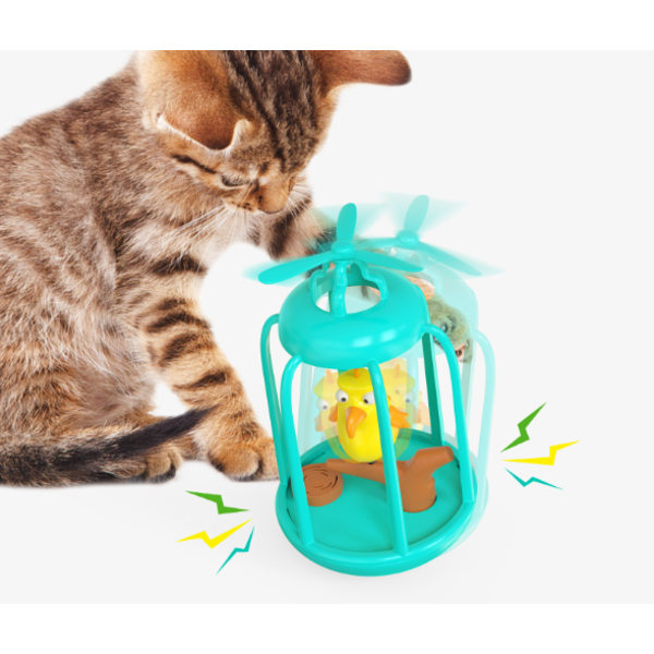 Gula fågelburkattleksaker interaktiva för kattungar inomhus