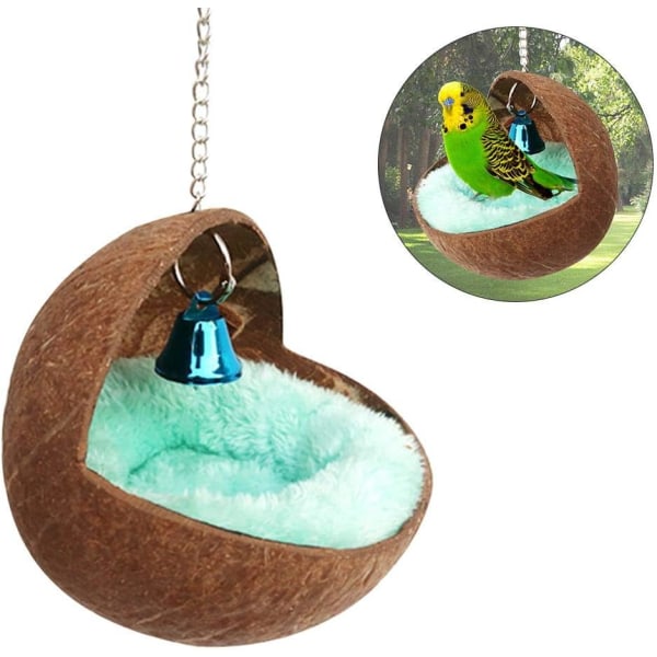 Naturlig kokosnødskal Fuglerede Hus Seng Kanariefink Duebur