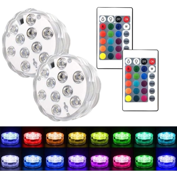 Sæt med 2 nedsænkelige LED-poollamper til akvarium, jacuzzi, dam