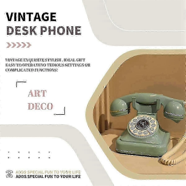 Audio Gæstetelefon Retro Rotary Audio Gæstebog Telefon Beskedoptager Vintage Telefon - Fantastisk Blue