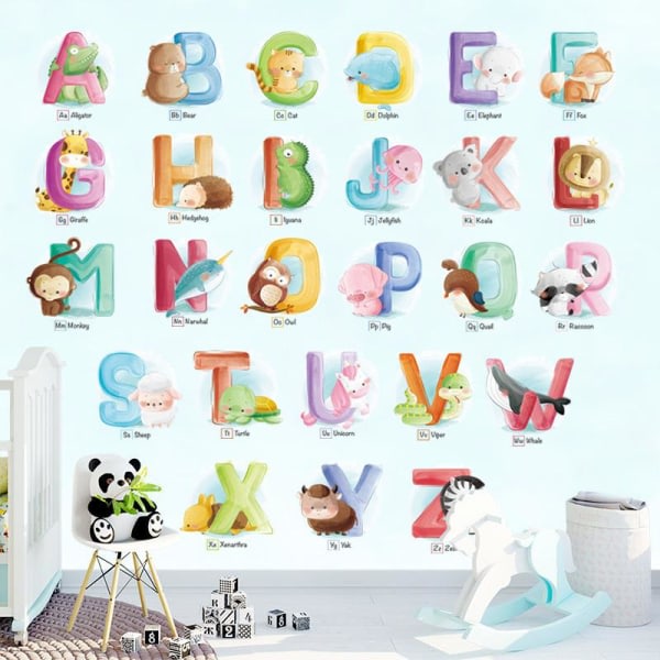 Engelske bogstaver Vægskilt Hjemmemærkat Børneværelsesindretningspasta