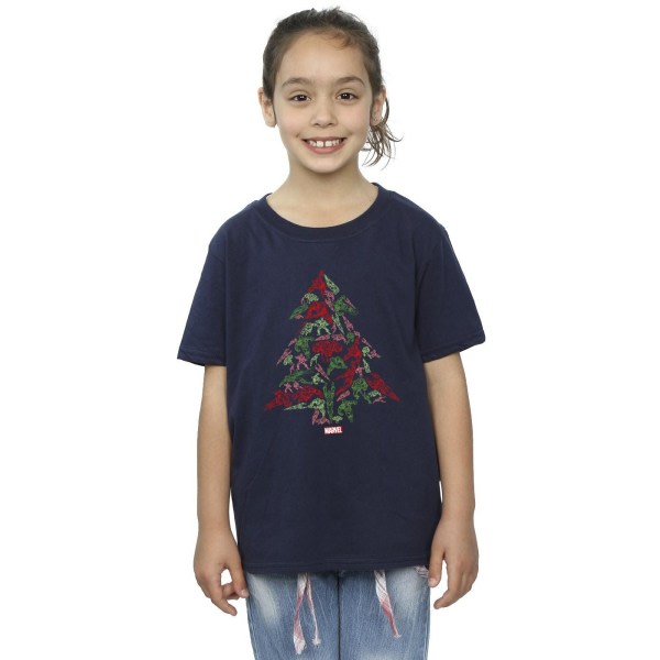 Marvel Girls Avengers Christmas Tree Bomuld T-shirt 9-11 år Marineblå 9-11 år