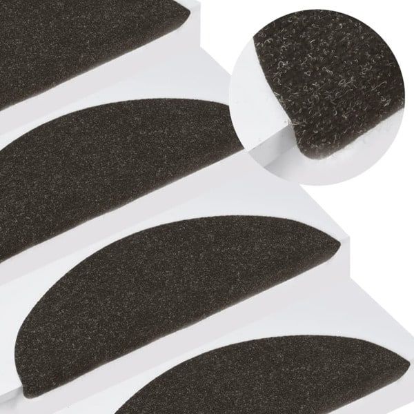 vidaXL Trappstegsmattor självhäftande 15 st 56x17x3 cm svart-XF4-
