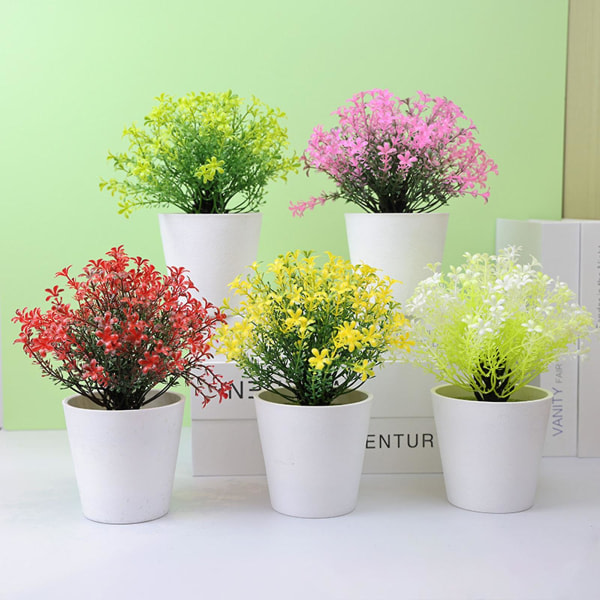 Jikaix dekorative falske bonsai Ingen visnende Frisk opbevaringsbord centerpieces Kunstig bonsai boligindretning Pink