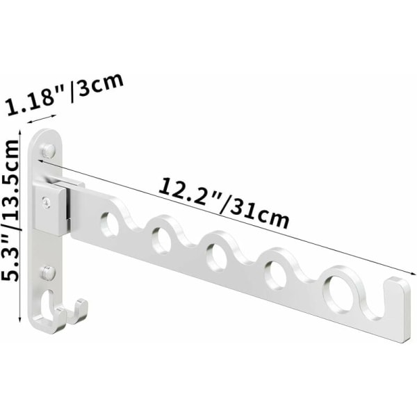 Hopfällbar klädhängare torkställ tvättställ, hopfällbar klädhängare hållare, garderobsarrangör, väggmonterad, matt (silver)