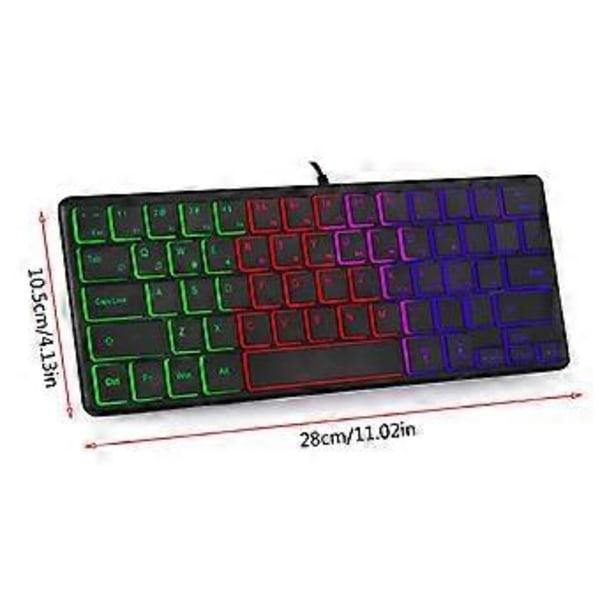 64 Tangenter USB Kabelanslutet True RGB Bakgrundsbelyst Gamingtangentbord 60% Vetenskapligt för Tangentlayout Ultra-Kompakt Tangentbord för PC-Gamers