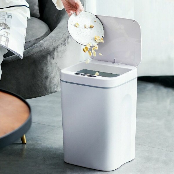 16L automatisk soptunna med sensor Automatisk soptunna Rörelsedetektor (Vit)