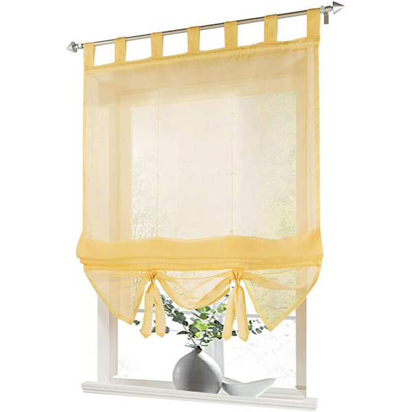 Romersk rullegardin Loop Gardiner Kjøkken Romerske Gardiner Gjennomsiktig Blind Loop Gardiner Moderne Voile Gul BxH 140x155cm 1 stk
