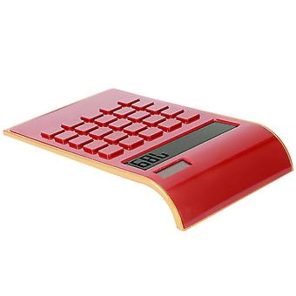 Bærbar 10-cifret lommeregner, ultratynd solcellelommeregner til hjemmekontor, virksomhed, LCD-display, rød