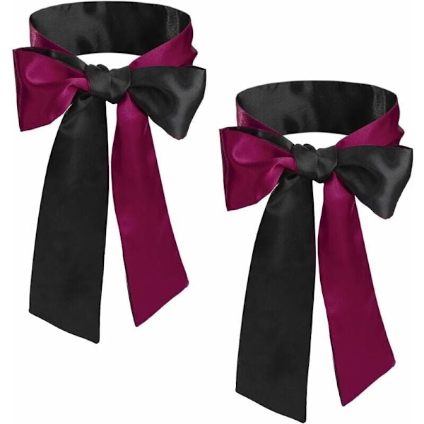 Satin sovmask ögonbindel ögonbindel sovmasker passar för vuxna par älskare 2 stycken 150cm röd-..