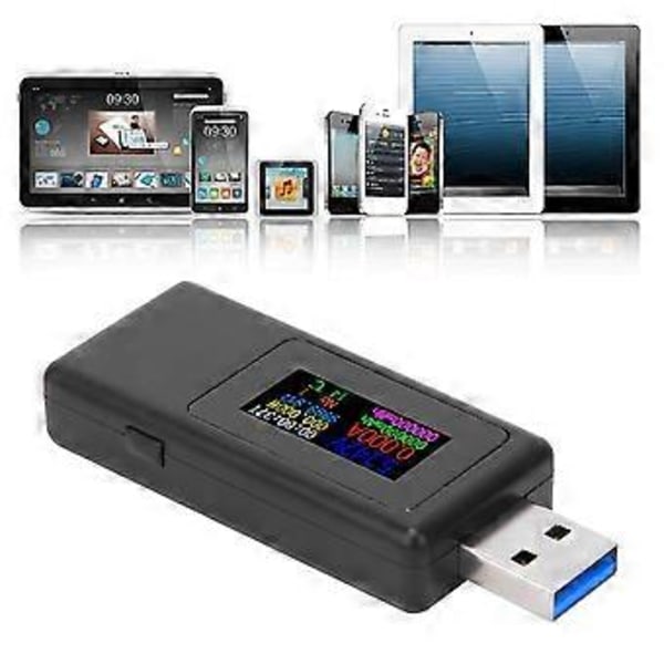 USB Oplader Tester 4-Cifret Nøjagtighed Strøm Spænding Batteri Timing Meter Hvid/SortSort