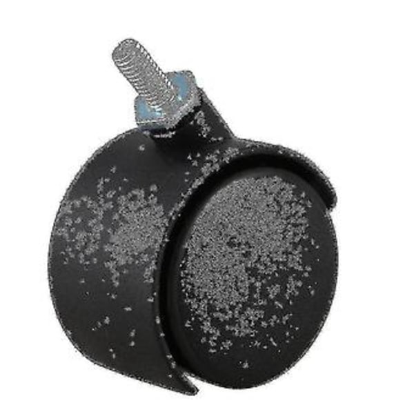 4x 6mm Gängad Stam 40mm Dubbelhjul Roterbar Hjul Svart