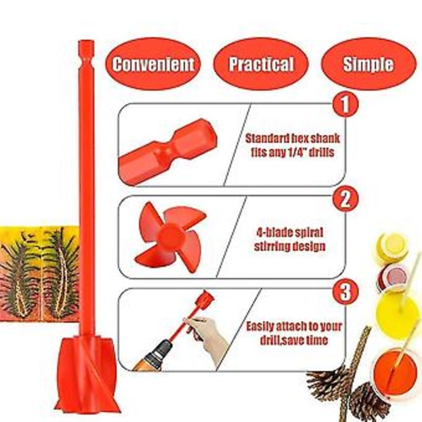 4 Pakke Resin Mikser Padler, Epoksy Mikser Feste For Drill, Gjenbrukbar Malingsmikser, For Epoksy Resin,c