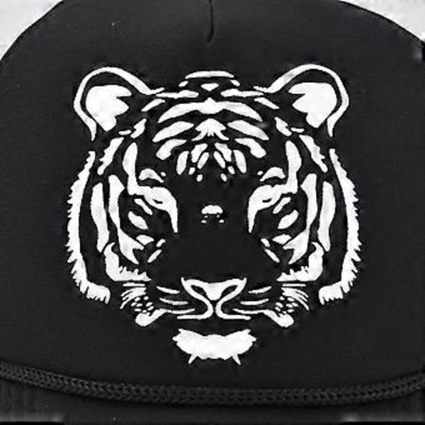 Baseballkeps med tecknat tryck, tigerhuvud, keps med skärm, nätkeps, personlig screentryck, böjd brätte, solskydd