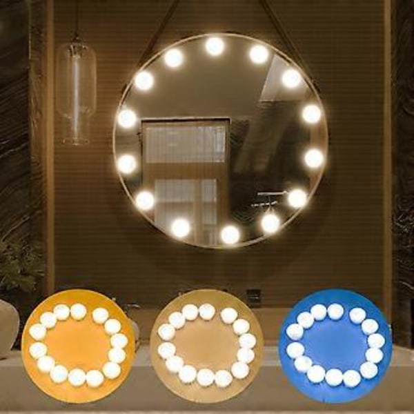 3 Färger Sminkspegel Lampa LED Professionell Tryck Dimning Sminkbord Vanity Lampa USB Glödlampa Smink Spegel Lampor-C