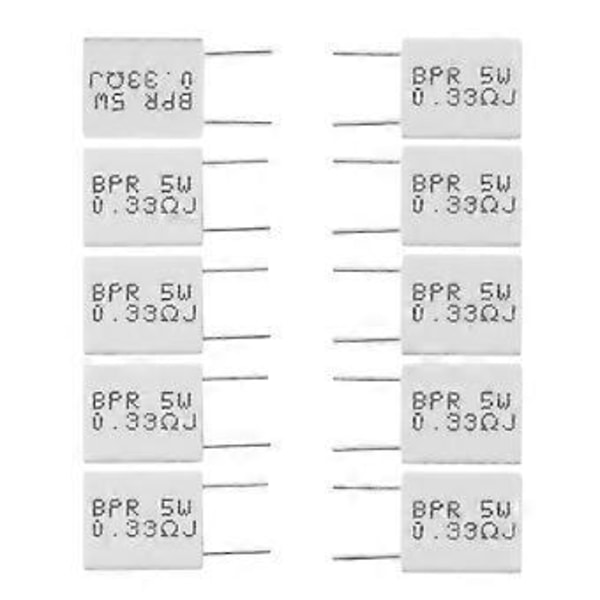 10 kpl 0.33R 5 W 5% Sementtivastus 0.33R 0.33Ohm Induktiivinen vastus BPR