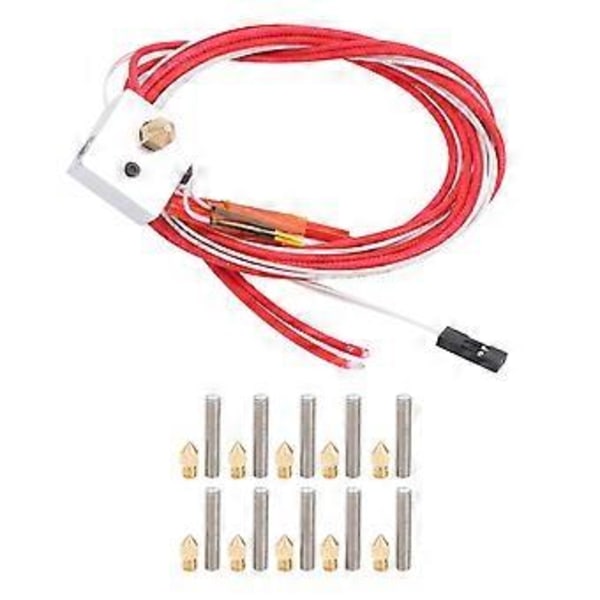 Extruder Monterad MK8 Hot End Kit Värmerör Munstycksset 3D-skrivartillbehör