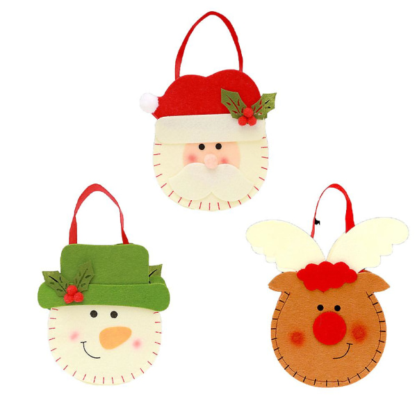 4 pakke julevesker Julegave Snørepose For Godteri Epleposer Julenisse Snømann Elgbjørn Juledekor Faux Jute-lomme