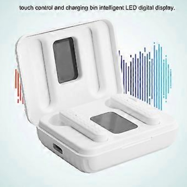 Q8 Langattomat Bluetooth-kuulokkeet 5.1 Digitaalisella määränäytöllä urheiluun, valkoinen