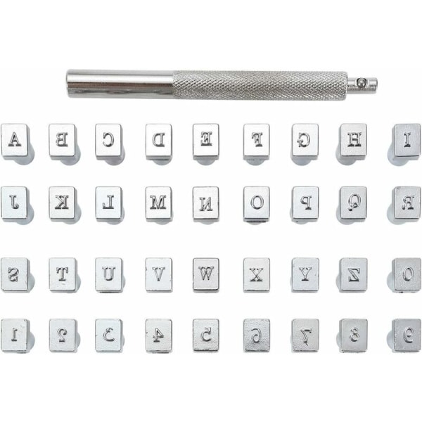 36 stycken Alfabetläderstämplar A till Ö Stämplingsverktyg 3mm nummerstämplar 0-9 Bokstäver-Fei Yu