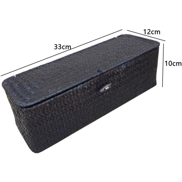 3-facksförvaringslåda i rotting med lock Sundries Holder Desk Organizer