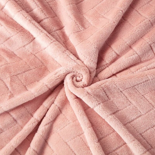 Blød plys fleece tæppe, queen size sofa tæppe, blødt fluffy sofa dekorativt tæppe - hyggeligt og let, lyserød, 127 x 152cm