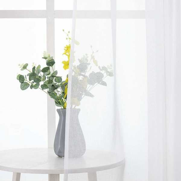 2 paneler genomskinliga gardiner mjuk polyestertyg halvgenomskinlig enfärgad slät elegant varm fönstergardin för vardagsrum stångficka 140x180cm