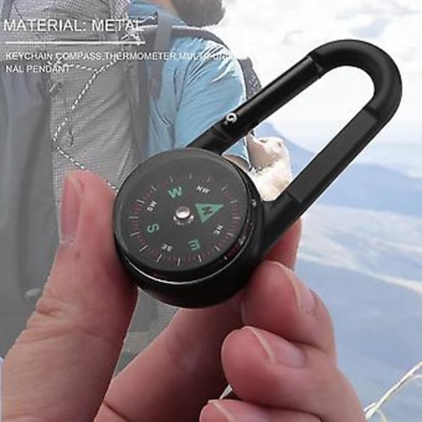 Multifunktionell Mini Kompass + Termometer + Nyckelring I 1