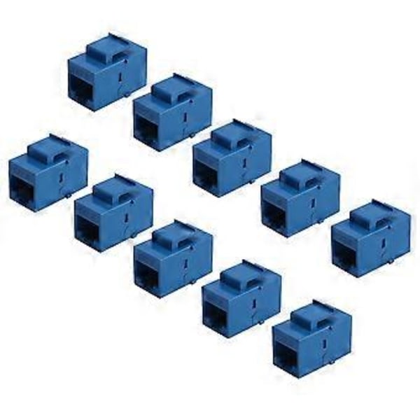 10 stk. RJ45-kontakt Cat6 Skjøtekobling Ethernet Nettverk LAN Cat 6 Koblingsjakker Skjøteadapter, Blå