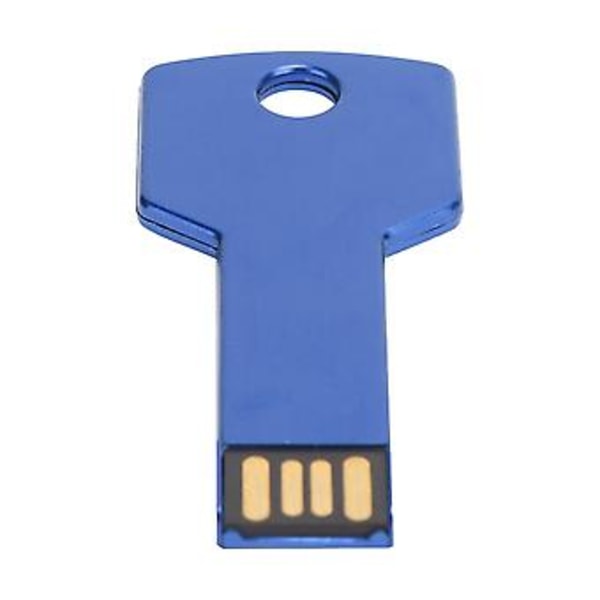 Blått USB-minne Nyckelform USB-minnesenhet Plug and Play U-disk för datorbilanvändning 64GB