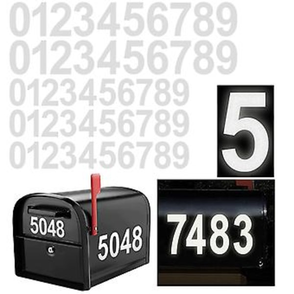 5 Set 0‑9 Reflekterande Nummerdekaler Reflekterande Postlådenummer för Utomhusbruk Vattentäta Starka Självhäftande Vinyladressnummer för Hus