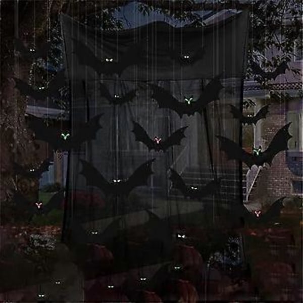 Hengende Flaggermus Halloween Utendørsdekorasjoner - Perfekt for Hengende Utendørsdekorasjoner på Trær, Verandaer, Hager Gul