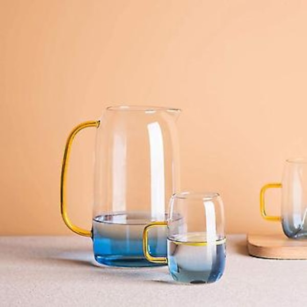 Glaskande med låg, limonadekande, tekande, borosilikatglas karaffel, til varmt og koldt vand