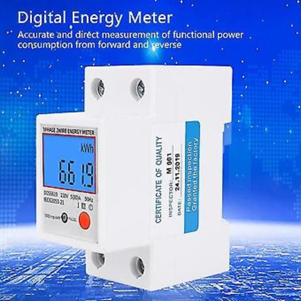 Sinotimer Dds6619-012 Ac 220v 80a Lcd Digital Bakgrunnsbelysning Enkelfase Energimåler Kwh Strømforbruk