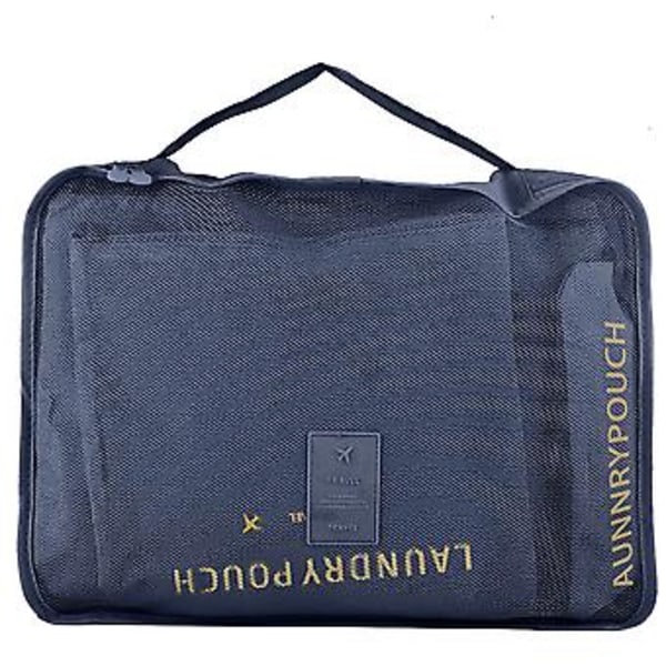 6 st Rese Klädförvaringspåsar Bärbar Resväska Bagage Organizer Fodral (Marinblå)