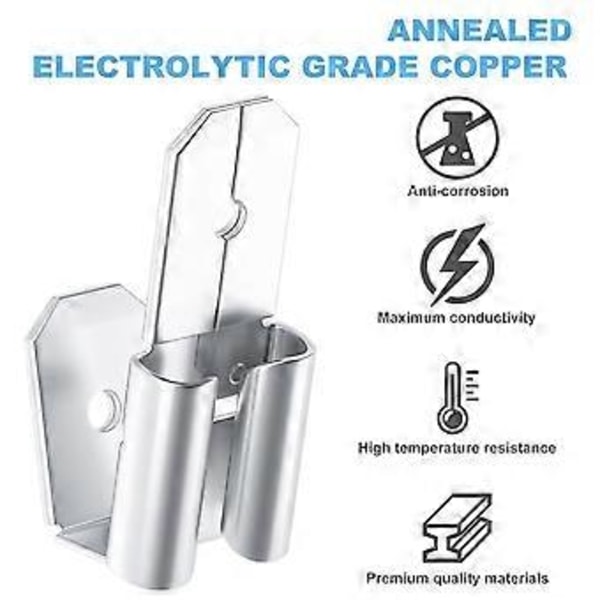 Dubbla Hane Gaffel Kontakter, 3-vägs Elektriska Hona Hane Gaffel Krymp Terminaler Sortimentskit Silver
