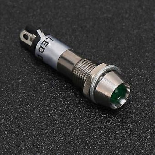 10 stk. DC 24V Indikatorlys Signallampe Rustfrit Stål Skal 8mm Signallampe Pære Indikator Grøn