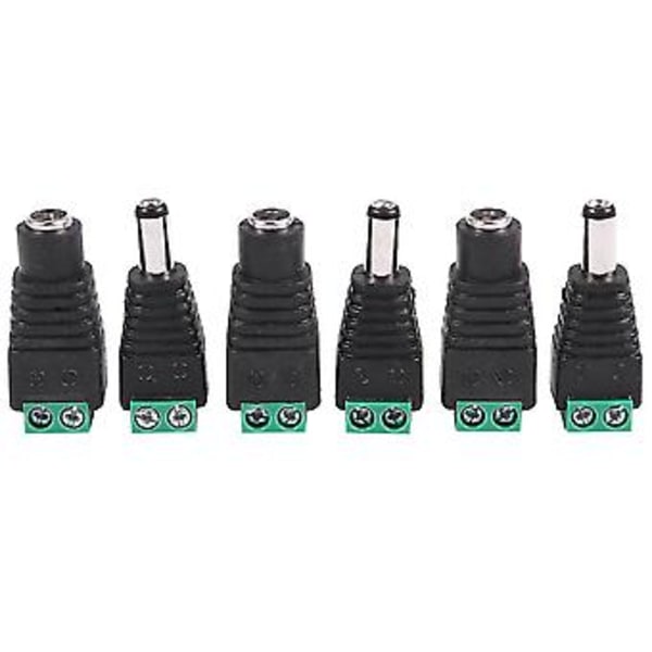 6 st 5,5x2,1 mm Hona + Hane CCTV DC Strömkontakt Adapter Reparationsdel