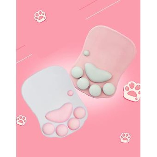 Kattmusmatta med handledsstöd, portabel ergonomisk matta (rosa)