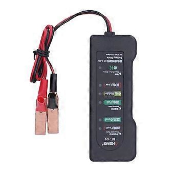 12V Bilbatteritestare med Testklämmor 6 LED-Display Bilbatteri Feldetektor