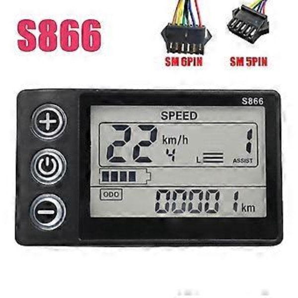 24v 36v 48v 60v S866 Ohjainpaneeli Sähköpyörän LCD-näyttö Sähköiselle E-pyörälle Skootterille