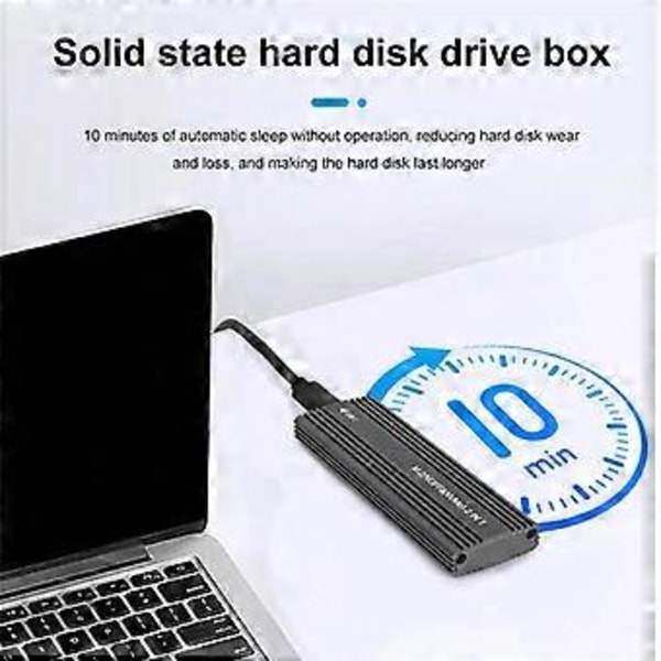 10Gbps NVME/SATA Dubbelprotokoll SSD-kapsling SSD-fodral Box USB 3.1 Typ till M.2 NGFF PCIe SSD Extern Kapsling - Svart